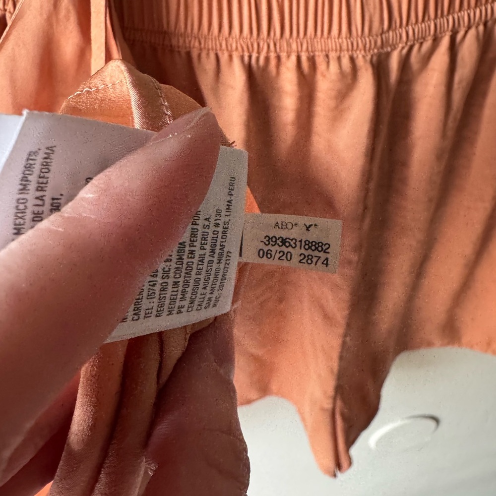 American Eagle AEO Silky Satin Camisole & Shorts Pajama Set - Peach - Picture 5 of 5